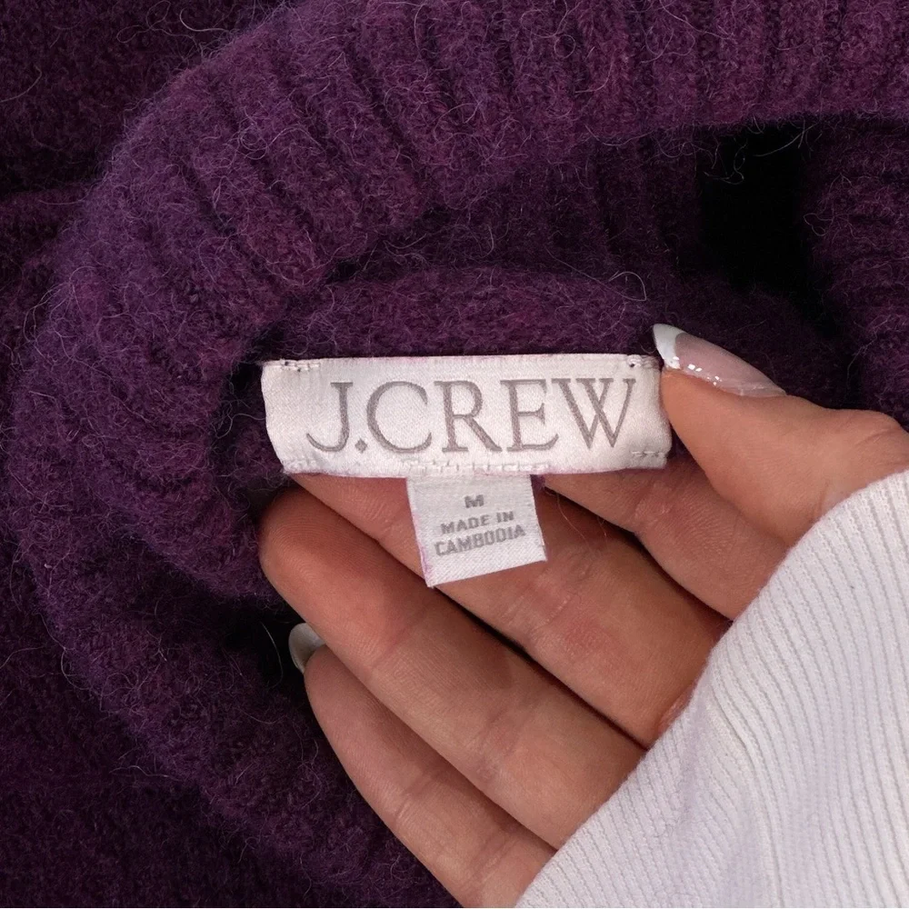 J Crew Women’s Alpaca Blend Turtleneck Sweater Purple Knit M - Picture 5 of 11